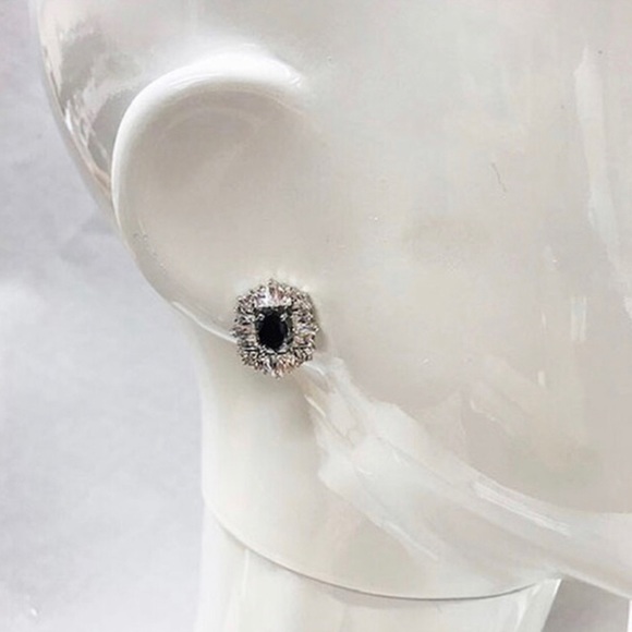 Stunning Jet Crystal & Cubic Zirconia Earrings-Boutique - Picture 2 of 3